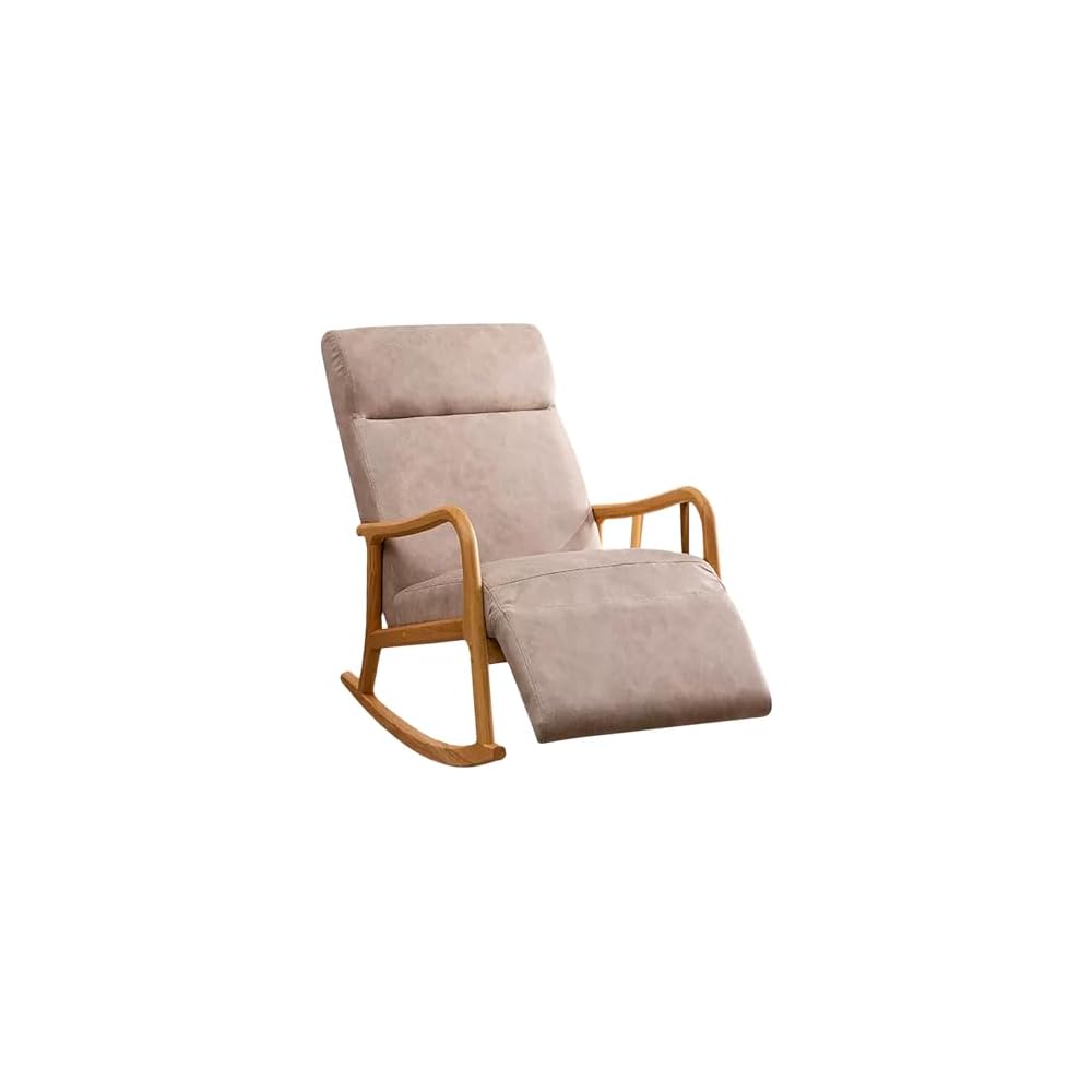 Wood Rocking Chair, Upholstered Rocker Chair with High Backrest, Ergonomic Relax Chair, Modern Leisure Armchair, Smooth Armrest Recliner, for Nursery, Living Room, Bedroom (Color : Blue)