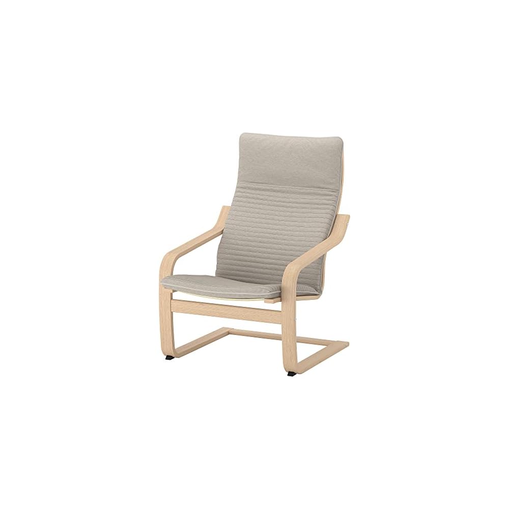 ProTuning POÄNG Armchair, white stained oak veneer/Knisa light beige
