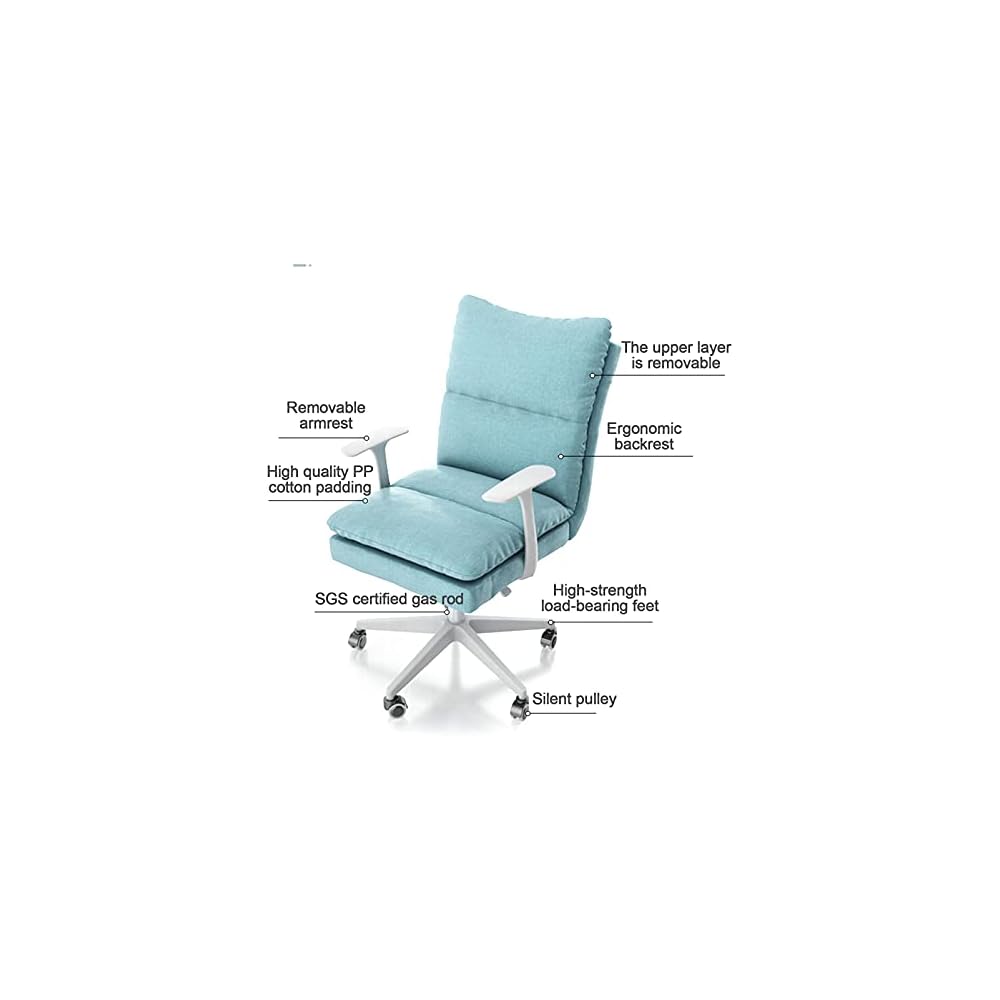 Comfortable Swivel Chair Upholstered Desk Chair Linen, Home Office Comfy Swivel Chair, Height Adjustable Computer Task Chairs for Living Room Bedroom Adjust Rolling Chair
