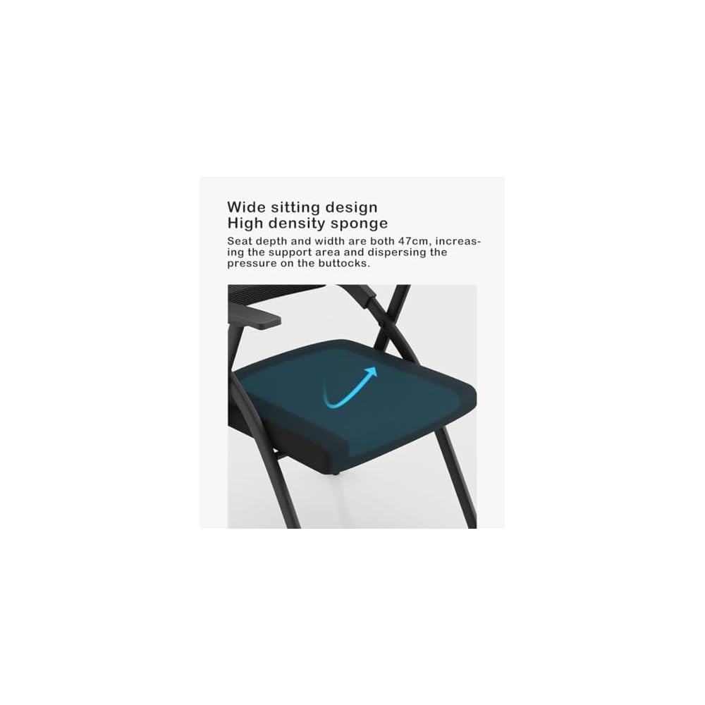 Ergonomic Folding Office Desk Chair, Portable Meeting & Conference Room Seating, Wide Seat Accent Chair for Home Office, Training & Professional Use, Space-Saving Design
