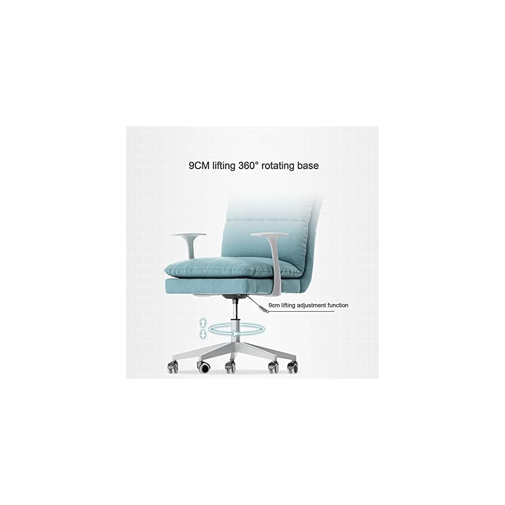 Comfortable Swivel Chair Upholstered Desk Chair Linen, Home Office Comfy Swivel Chair, Height Adjustable Computer Task Chairs for Living Room Bedroom Adjust Rolling Chair