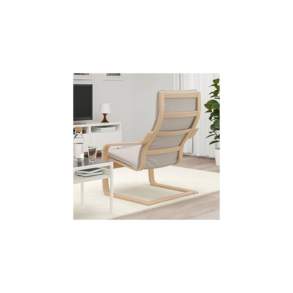 ProTuning POÄNG Armchair, white stained oak veneer/Knisa light beige