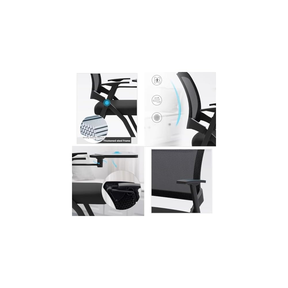 Ergonomic Folding Office Desk Chair, Portable Meeting & Conference Room Seating, Wide Seat Accent Chair for Home Office, Training & Professional Use, Space-Saving Design