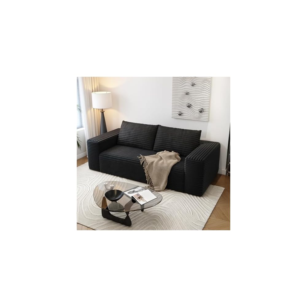 63" Loveseat Sofa,Modular Couch with Deep Seat Memory Foam,Comfy Small Cloud Couch for Small Spaces,No Assembly Required Sofa for Living Room Bedroom,Apartment,Black