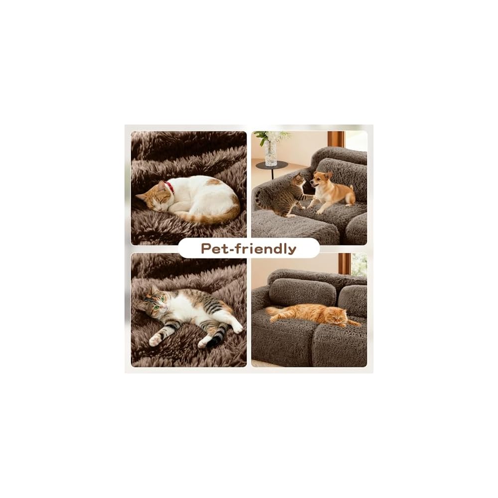 34.3" Armless Sectional Couches for Living Room - Cloud Modular Couch, Boneless Plush Sofa with Deep Seat & Support Pillow - Brown
