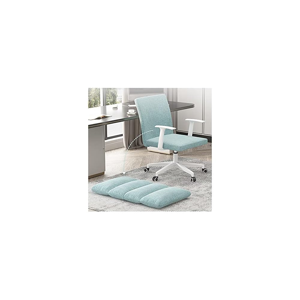 Comfortable Swivel Chair Upholstered Desk Chair Linen, Home Office Comfy Swivel Chair, Height Adjustable Computer Task Chairs for Living Room Bedroom Adjust Rolling Chair