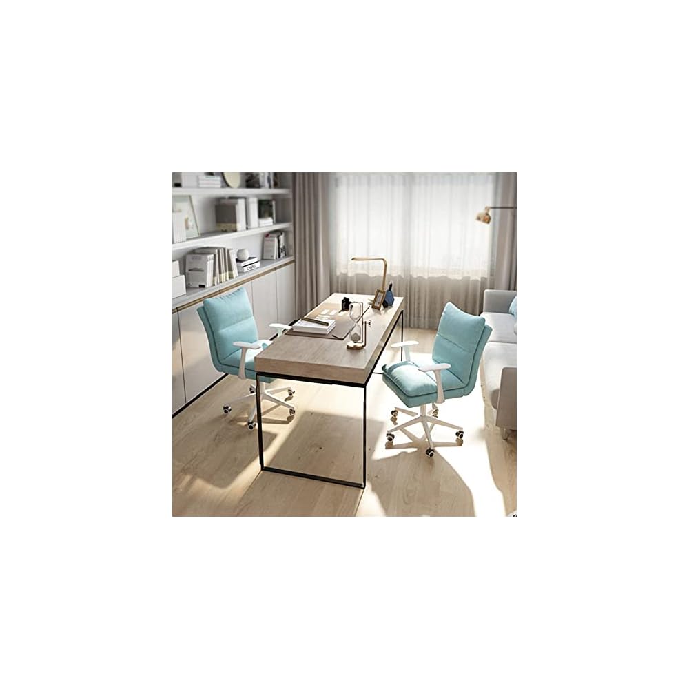 Comfortable Swivel Chair Upholstered Desk Chair Linen, Home Office Comfy Swivel Chair, Height Adjustable Computer Task Chairs for Living Room Bedroom Adjust Rolling Chair