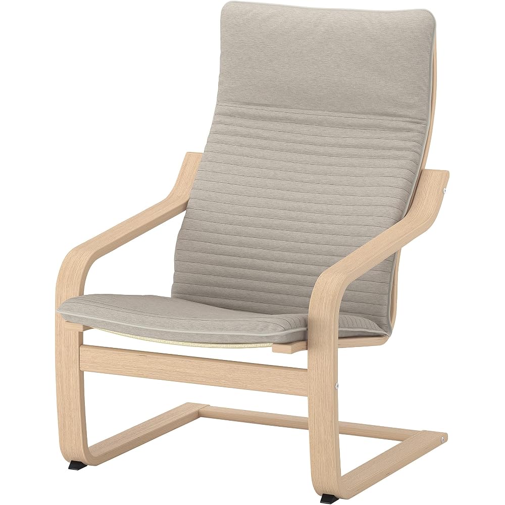 ProTuning POÄNG Armchair, white stained oak veneer/Knisa light beige