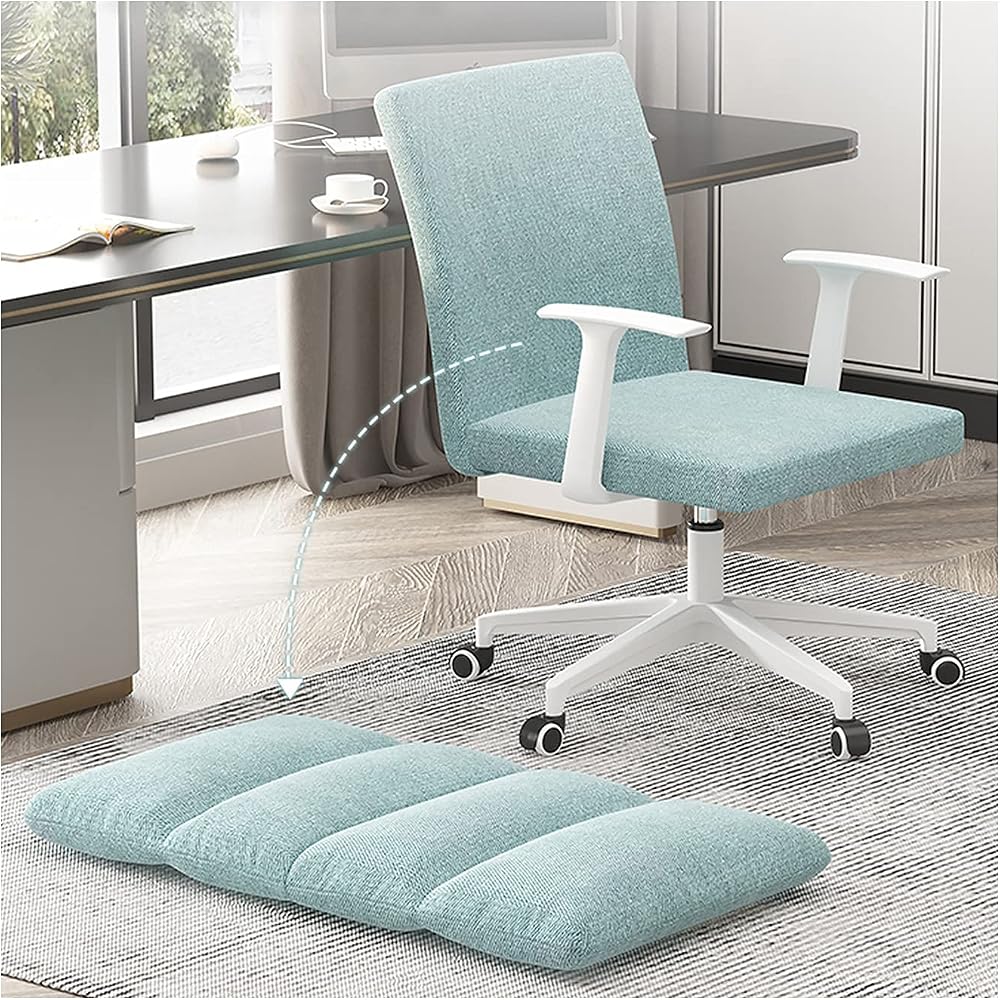Comfortable Swivel Chair Upholstered Desk Chair Linen, Home Office Comfy Swivel Chair, Height Adjustable Computer Task Chairs for Living Room Bedroom Adjust Rolling Chair